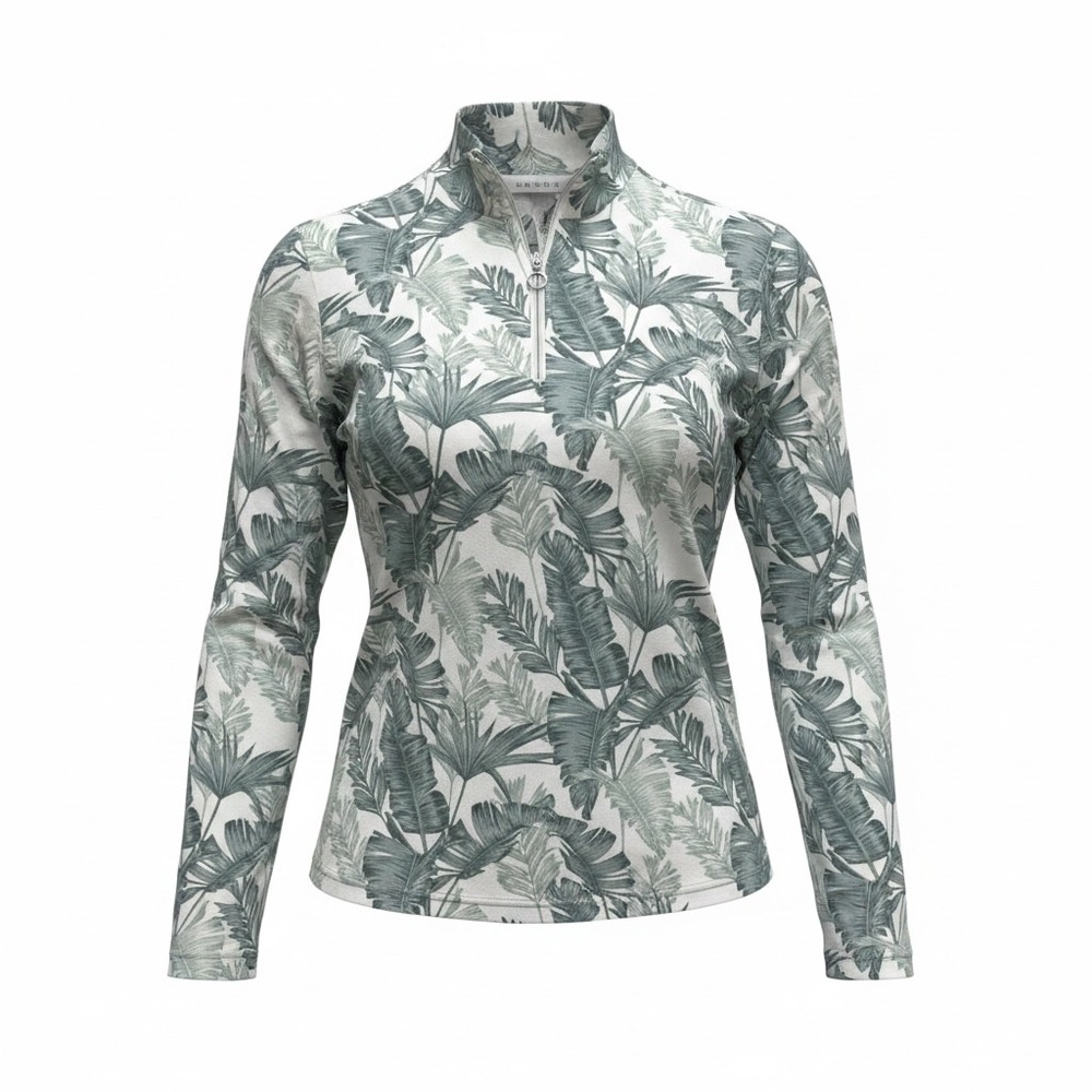 GGBlue Luxe‎ Sport XL Tropical 1/4 Zip Long Sleeve Shirt Golf Pickleball